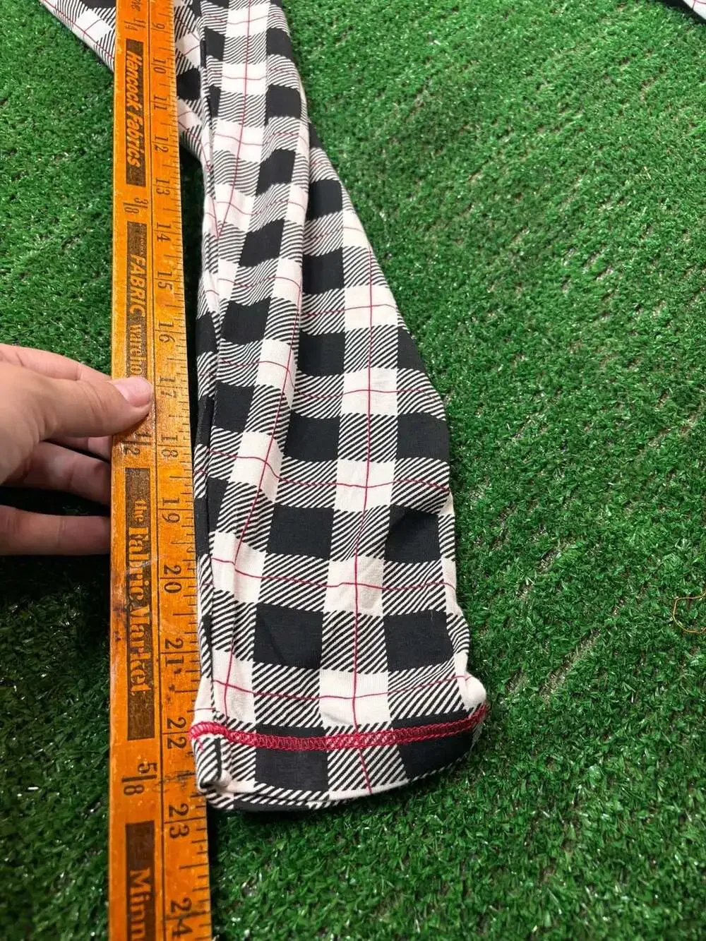 Kickee Buffalo Check Pajama Set Size 14 Black White Red Plaid Long Sleeve